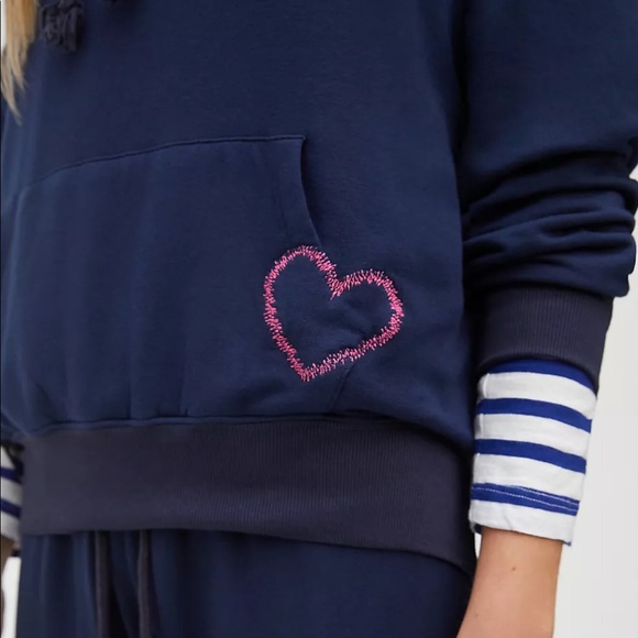 SUNDRY Heart Patch Hoodie in Blue - Picture 5 of 9